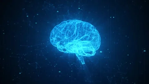 Wireframe cyber mind Human AI tech Future machine learning, face circuit board b Stock Footage 311807327