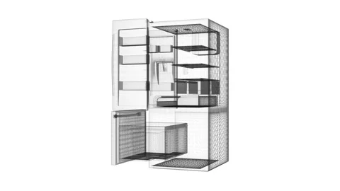 Wireframe Design of Refrigeration System Showcasing Detailed Internal Structu 库存影片 334500230