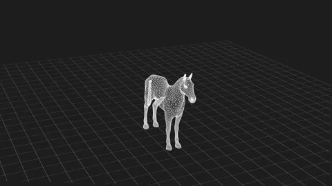 Wireframe Design of a Stylized 3D Animal Model on a Grid Background 库存影片 342781525