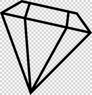 Wireframe diamond is floating in flat design, showing faceted outline, Stock Illustration