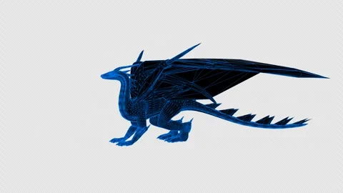 Wireframe dragon, blue wireframe dragon, dragon transparent background Stock-Footage 258887043