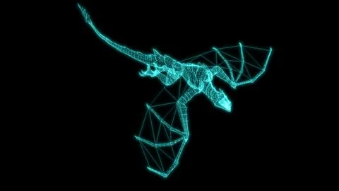 Wireframe dragon creating a digital hologram effect 스톡 일러스트
