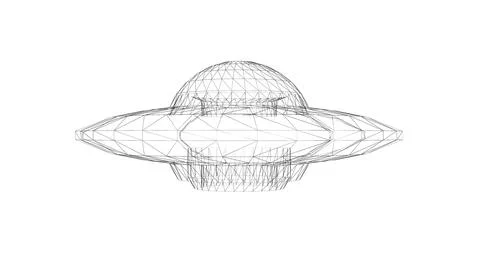 A wireframe drawing of a futuristic dome with a flared base and pointed ends Stock Illustration