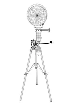 Wireframe drawing of Telescope - astronomy tool. Telescope in simple outline Illustrazione stock