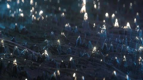 Wireframe of dynamic wave seamless loop 3D render animation Stock Footage 162378869