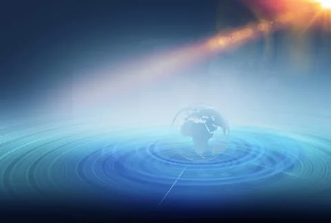 Wireframe earth globe inside multiple expanding lines Concept Series 스톡 일러스트