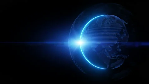 Wireframe Earth Rotating Animation Technology Digital Abstract Background. Stock Footage 237364545