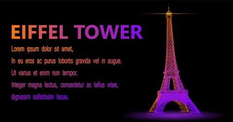 Wireframe Eiffel Tower with Blue Green Gradient Background Icon. Logo Design Stock Illustration