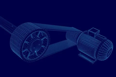 Wireframe Electric generator motor. Vector isometric. Creative illustration 스톡 일러스트