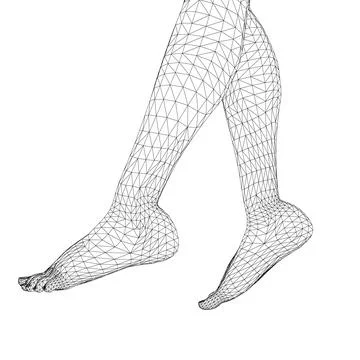 Wireframe of female legs isolated on white background. 3D. Vector illustratio Stock Illustration