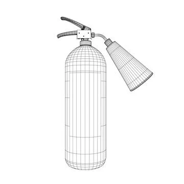 Wireframe Fire Extinguisher Icon Vector Design on White Background. Outline icon Stock Illustration