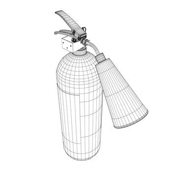 Wireframe Fire Extinguisher Icon Vector Design on White Background. Outline icon Stock Illustration
