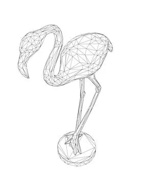 Wireframe flamingo vector illustration isolated on white background. Exotic Stock Illustration