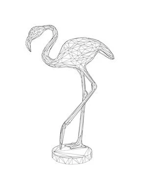 Wireframe flamingo vector illustration isolated on white background. Exotic Stock Illustration
