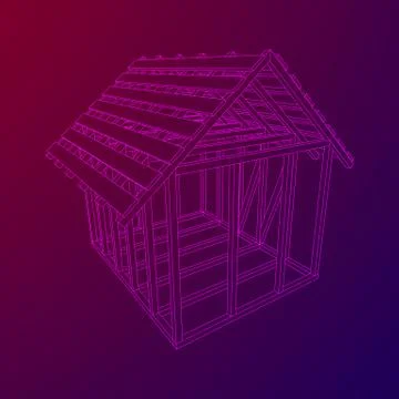Wireframe framing house Stock Illustration