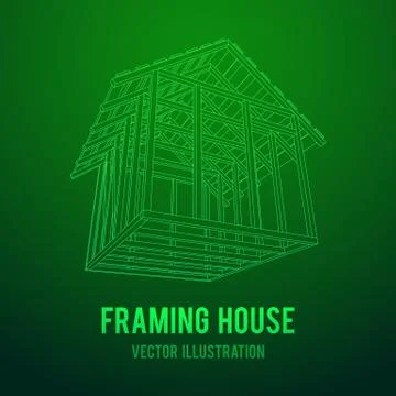 Wireframe framing house Stock Illustration