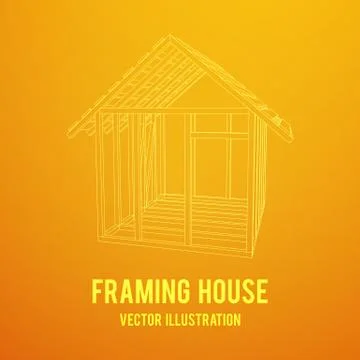 Wireframe framing house Stock Illustration