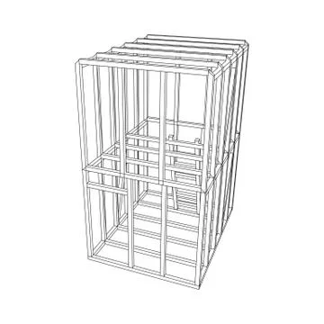 Wireframe framing house 스톡 일러스트