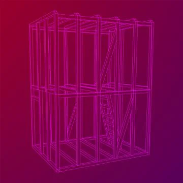 Wireframe framing house 스톡 일러스트