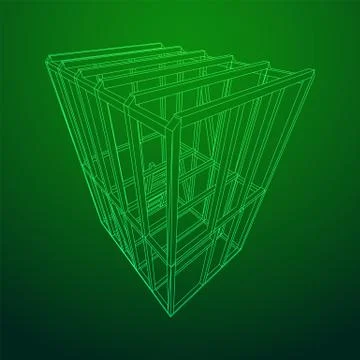 Wireframe framing house Stock Illustration