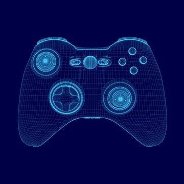 Wireframe Gamepad, Game Controller or Joystick Icon Flat Design. Vector 스톡 일러스트