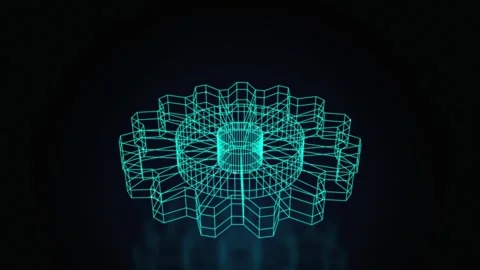 Wireframe gear rotating seamless loop motion background Stock Footage 344972080