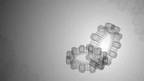 Wireframe Gear System with Copy Space Illustrazione stock