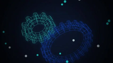 Wireframe gears rotating seamless loop motion background Stock Footage 345657706