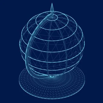 Wireframe globe from blue lines. Isometric view. Vector illustration Stock Illustration