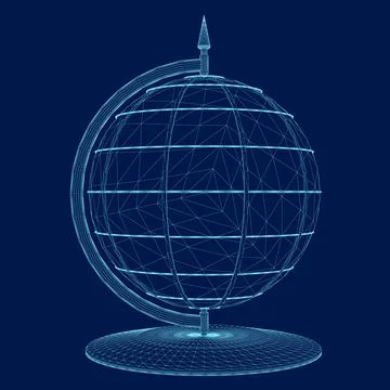 Wireframe globe from blue lines. Vector illustration Stock Illustration