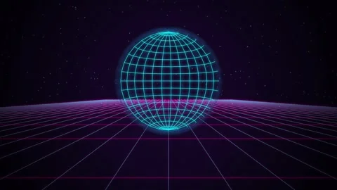 Wireframe globe grid perspective seamless loop motion background Stock Footage 345182913