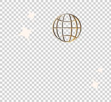 Wireframe globe icon is floating in flat vector style on transparent background Illustrazione stock