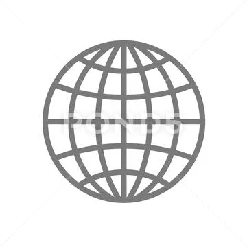 Wireframe globe icon - planet symbol Stock Illustration