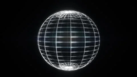 A wireframe globe with intersecting lines, symbolizing a connected world, dis Stock Photos
