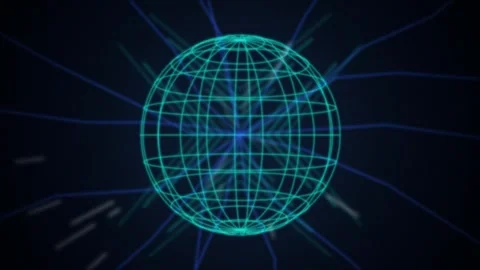 Wireframe globe network node spinning seamless loop motion background Stock Footage 344926392