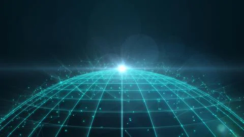 Wireframe globe with particles and polygons Stock Illustration