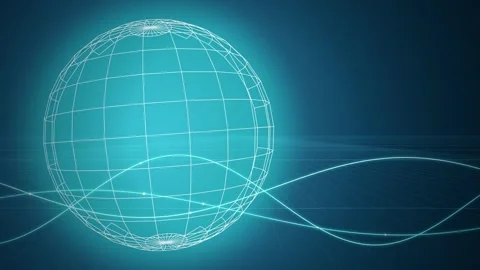 Wireframe globe rotating seamless loop motion background Stock Footage 345075684
