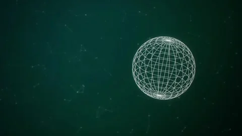 Wireframe globe rotating seamlessly digital network loop Stock Footage 345761076