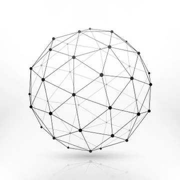 Wireframe globe sphere, connectivity, network tech connection vector concept Stock Illustration