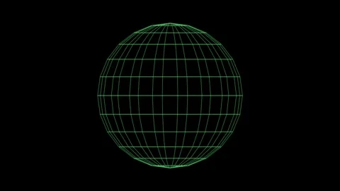 Wireframe globe spinning on black background 4K Stock Footage 337118906