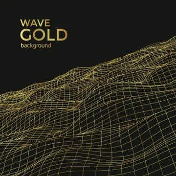 Wireframe gold wave Stock Illustration