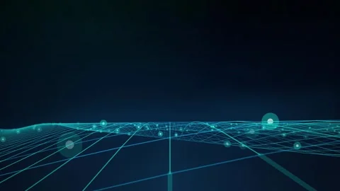 Wireframe grid glowing nodes seamless loop motion background Stock Footage 344799248
