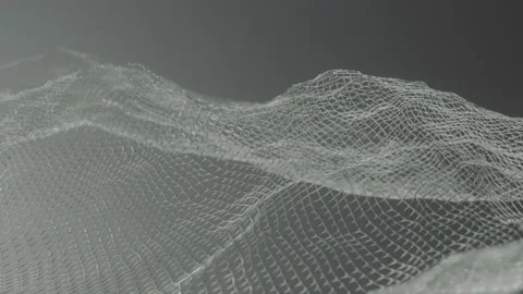 Wireframe grid wave monochrome infinite loop background animation. 4K video. Stock Footage 153903058