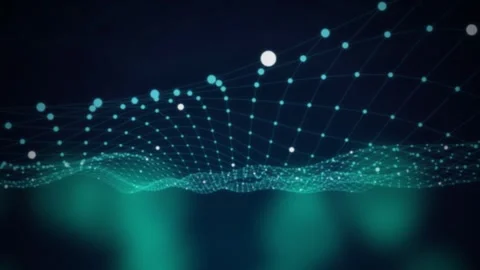 Wireframe grid wave seamless loop motion background Stock Footage 344799328