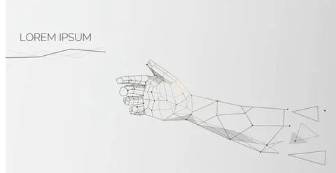 Wireframe hand pointing with digital style Stock Illustration