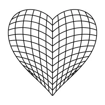 Wireframe heart grid mesh object line curvature perspective distortion icon.. Stock Illustration