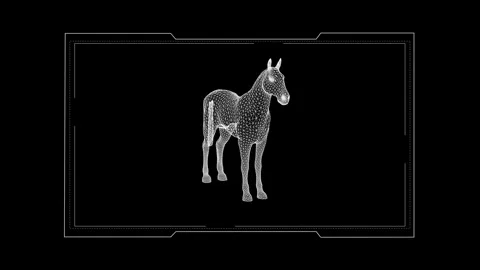Wireframe Horse Design on Black Background with Geometric Details and Moder.. 库存影片 342781446