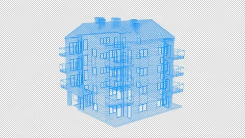 Wireframe House Stock Footage 161382466