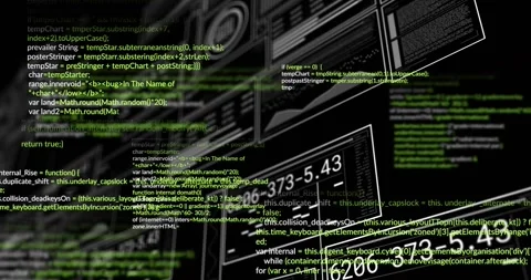 Wireframe HUD wall moving as camera pan triggers readouts popping forward to Stock Footage 321700735