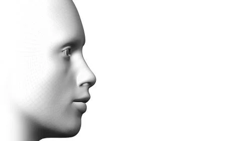 Wireframe human face, the concept of artificial intelligence. Stock Illustration